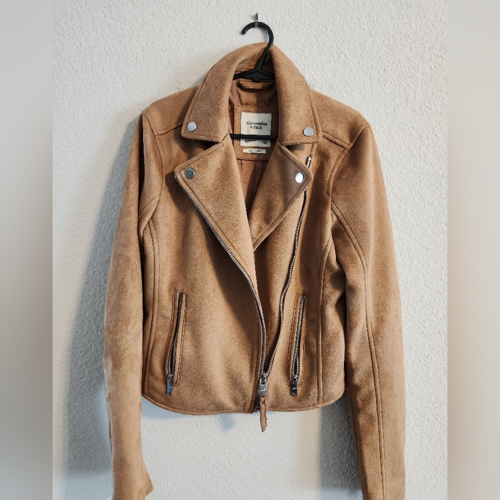 Abercrombie & Fitch Tan Suede Moto Jacket